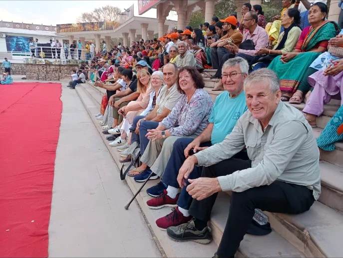 International guests seated for a cultural programme at Namo Ghat in Varanasi