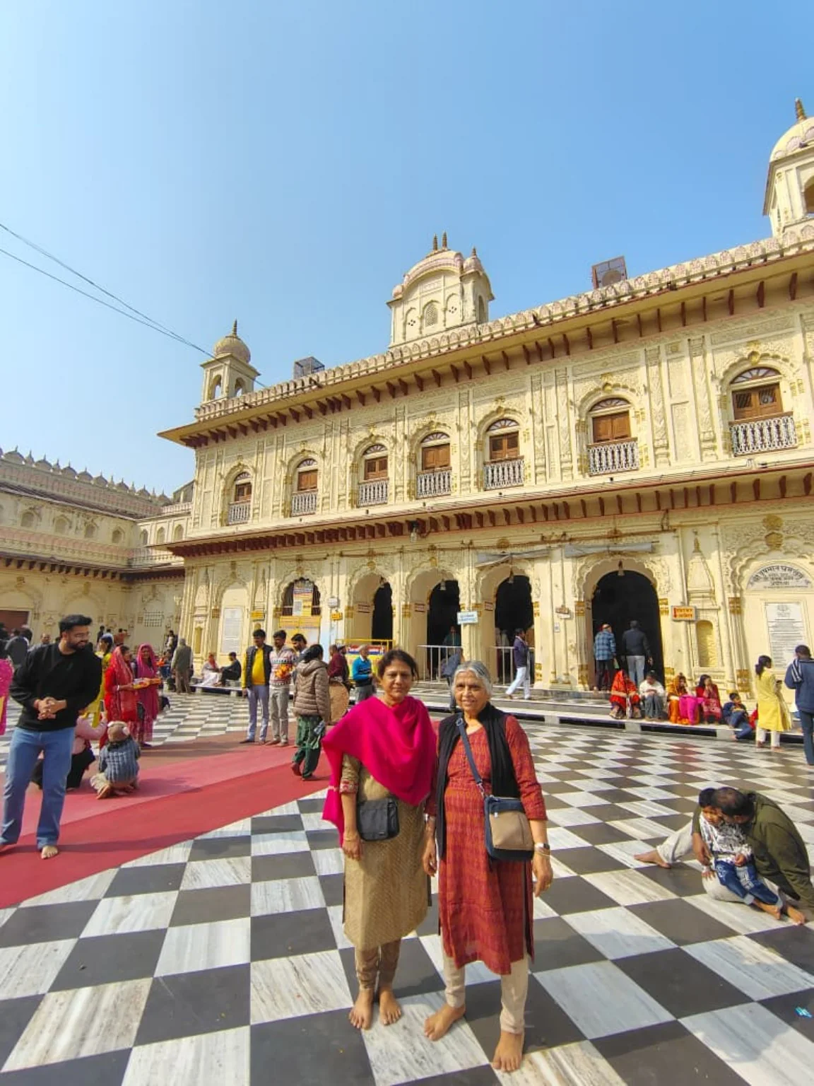 Guests in an Ayodhya temple courtyard
